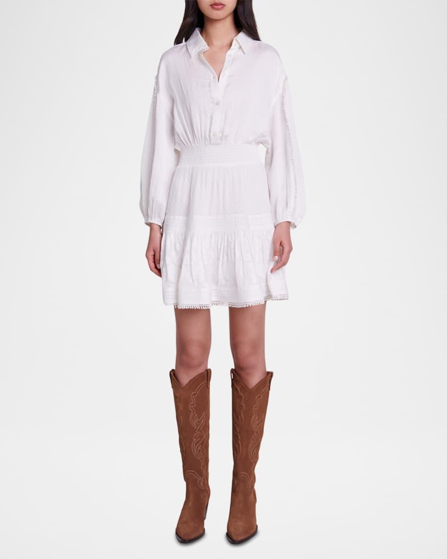 Ripone Long-Sleeve Tiered Mini Shirtdress Product Image