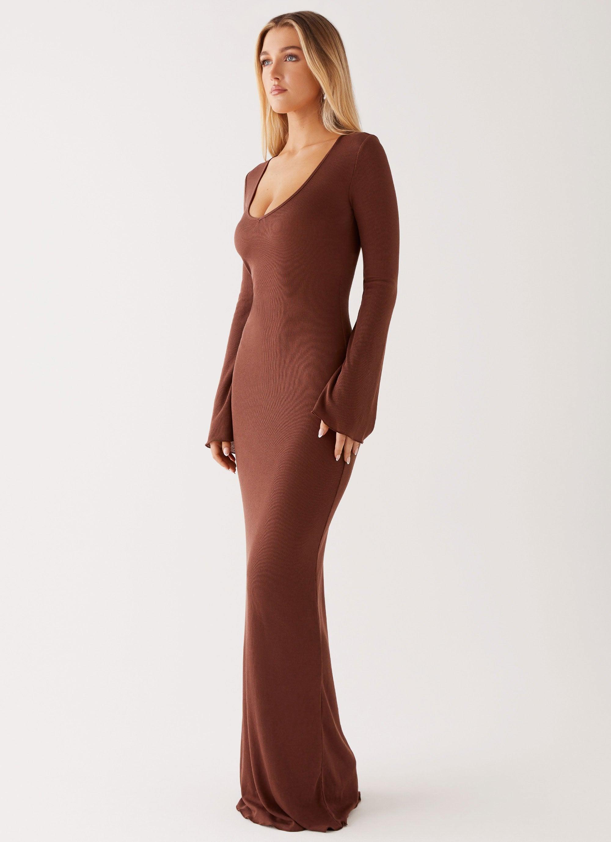 Cosy Days Long Sleeve Maxi Dress - Brown Product Image