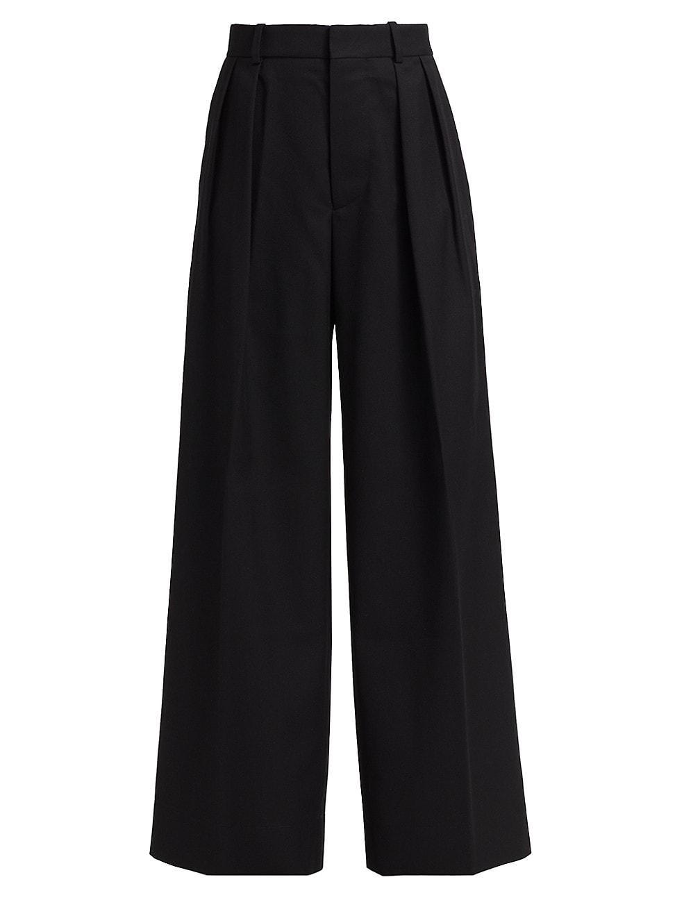 Womens Pleated Wool High-Rise Trousers product image