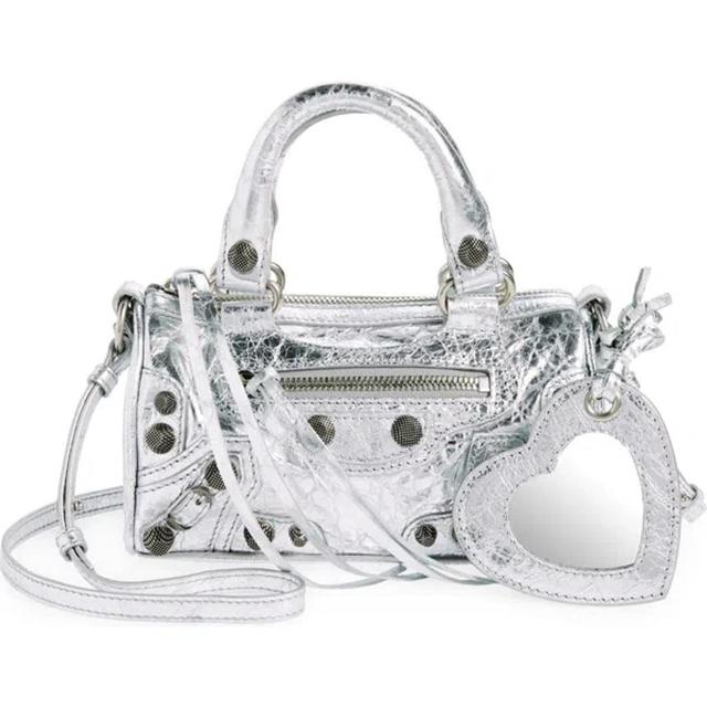 BALENCIAGA Nano Neo Cagole Metallic Leather Tote In 8122 Silver Product Image