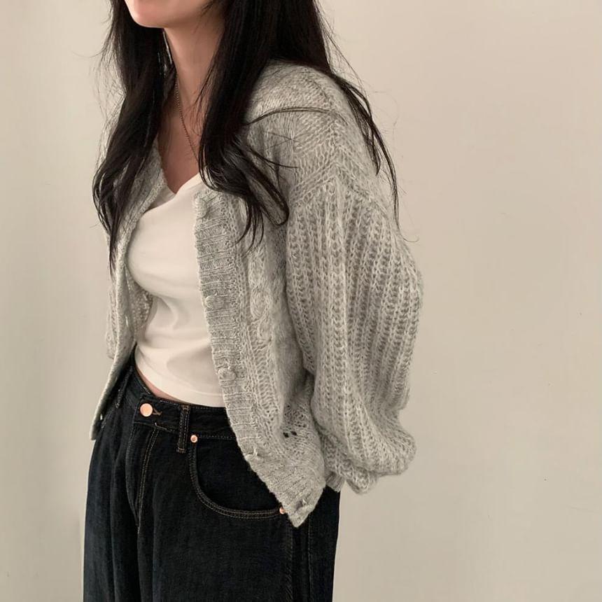 Plain Button-Up Cardigan Product Image