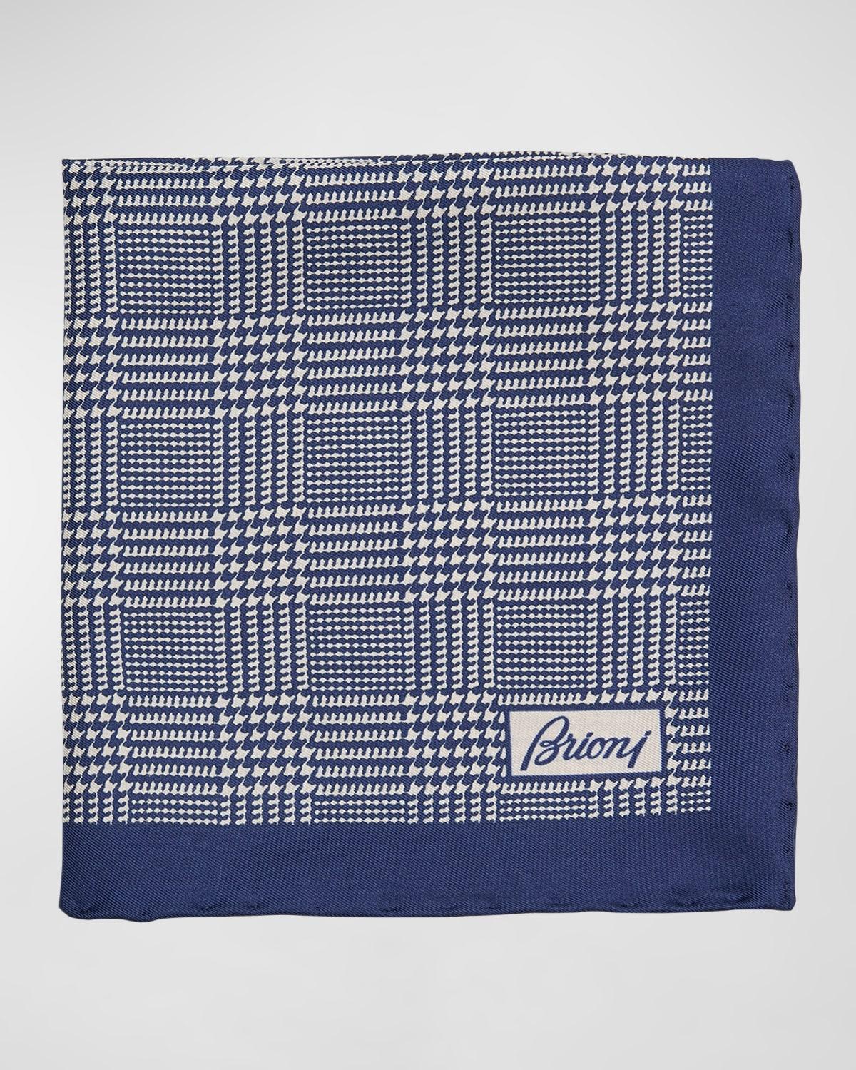 Men's Silk Prince of Wales Check Pocket Square Product Image