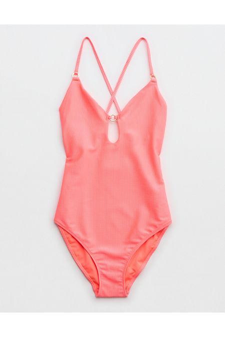 Aerie Shine Rib Full Coverage One Piece Swimsuit Women's Product Image