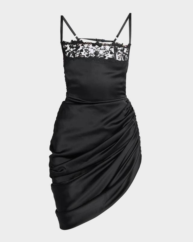 Draped Mini Dress with Lace Detail Product Image