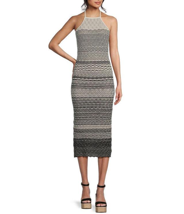 GB Metallic Crochet Halter Midi Dress Product Image