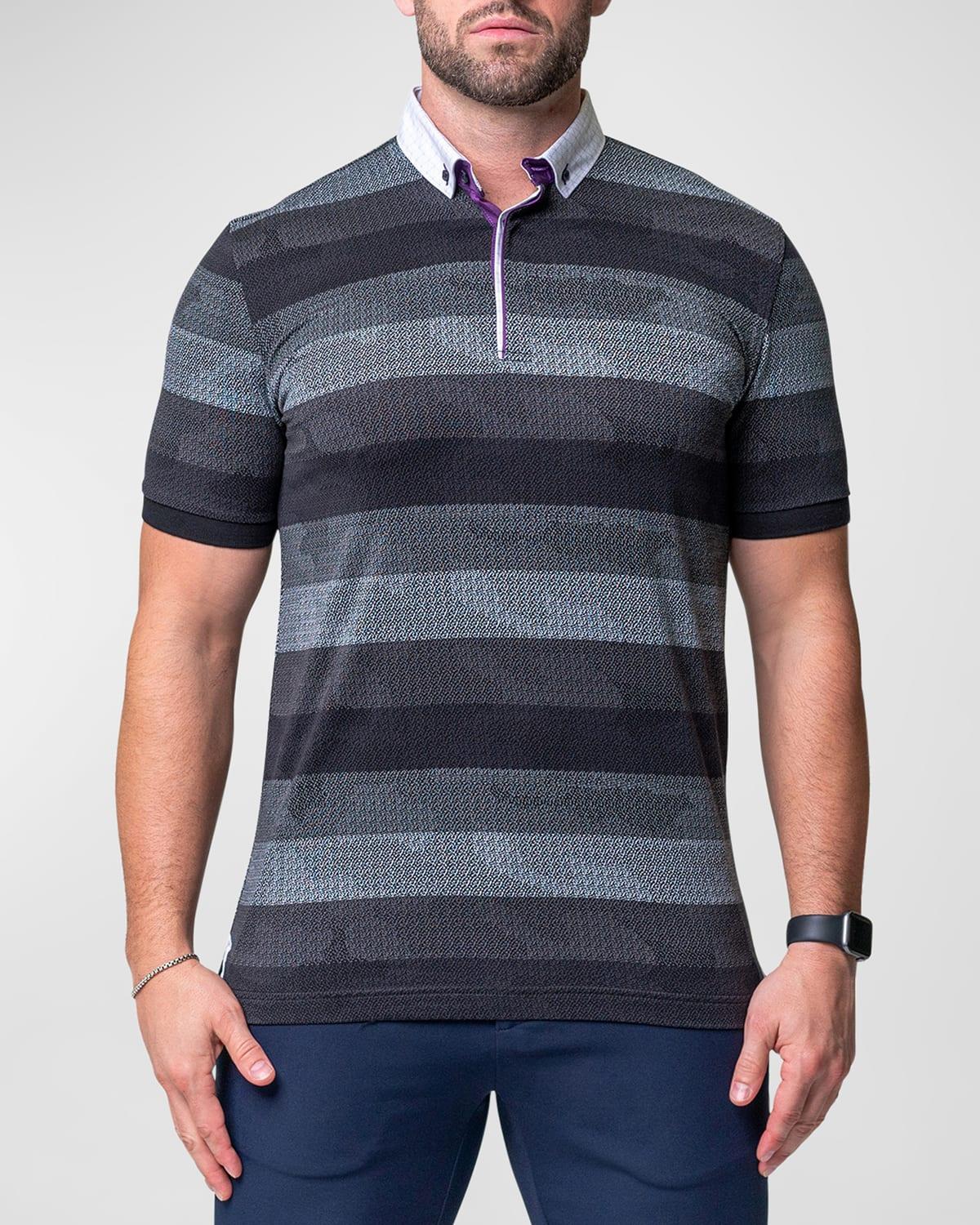 Maceoo Mozartpolk Black Stripe Cotton Polo Product Image