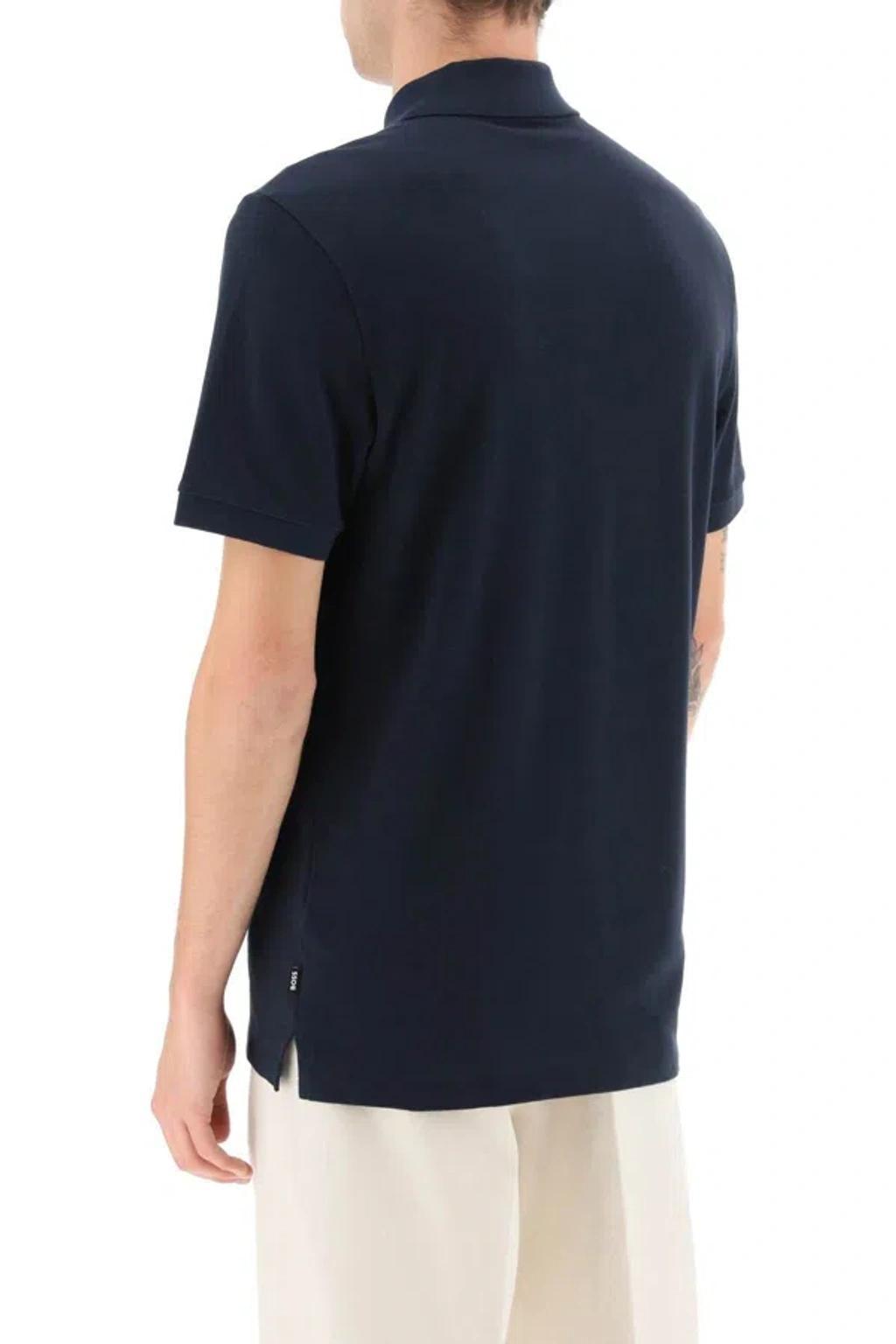 HUGO BOSS Boss Organic Cotton Pallas Polo Shirt Men In Blue Product Image