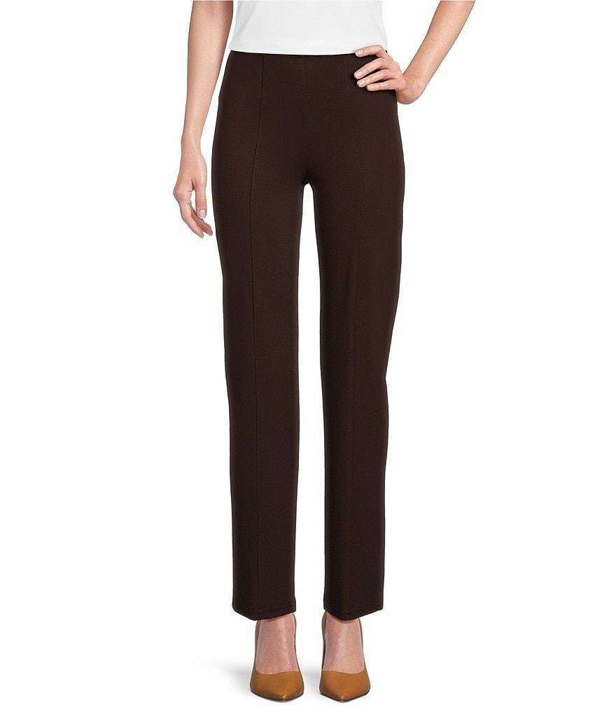 Slim Factor by Investments Ponte Knit No Waist Slim Straight Leg Knit Pants Product Image