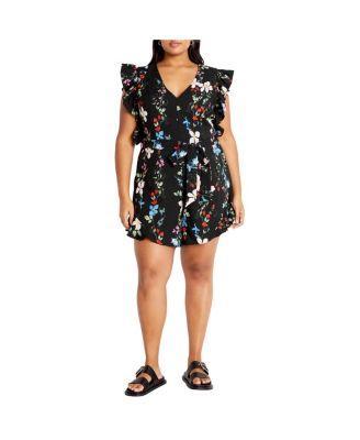 Plus Size Fee Print Romper Product Image