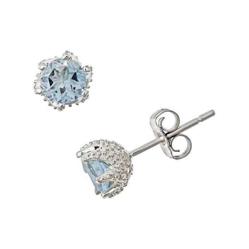 Aquamarine Stud Earrings (3/4 ct. t.w.) in Sterling Silver (Also - Opal Product Image