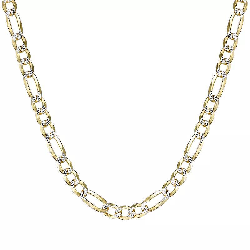 Mens LYNX 14k Gold Over Silver 7.6mm Flat Figaro Chain Necklace Gold Tone Product Image