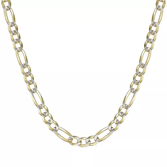 Mens LYNX 14k Gold Over Silver 7.6mm Flat Figaro Chain Necklace Gold Tone Product Image