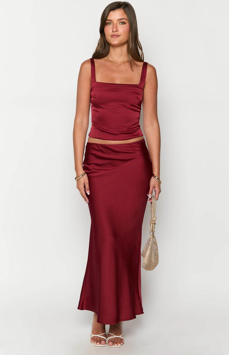 Ryland Burgundy Maxi Skirt Product Image