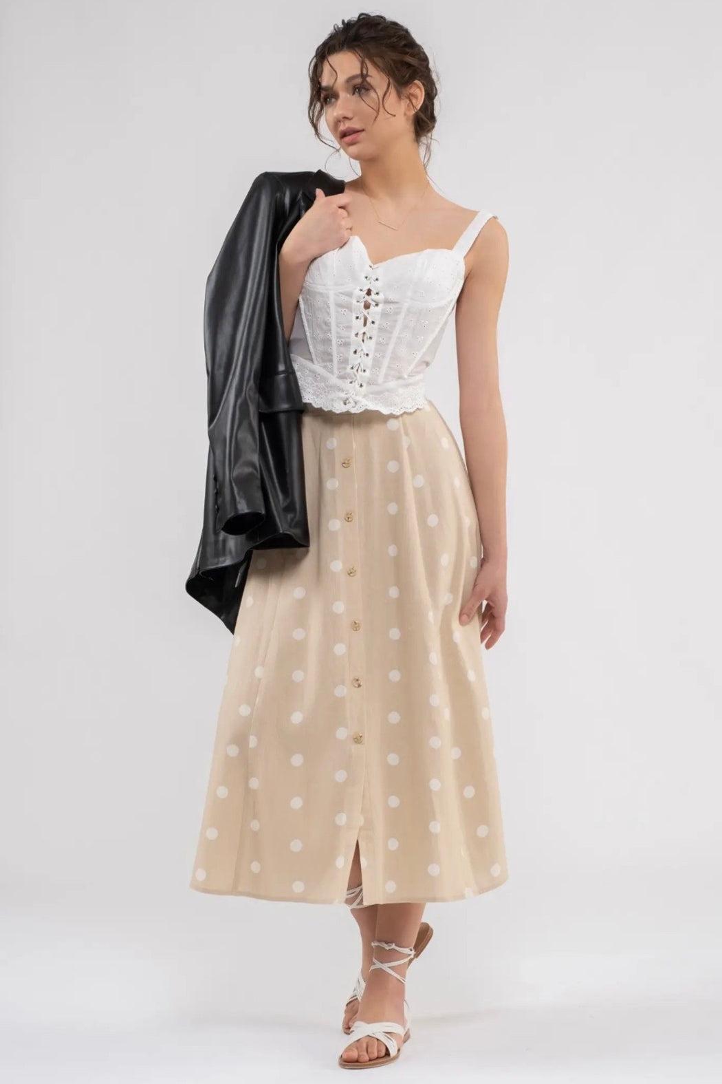 Polka Dot Midi Skirt Product Image