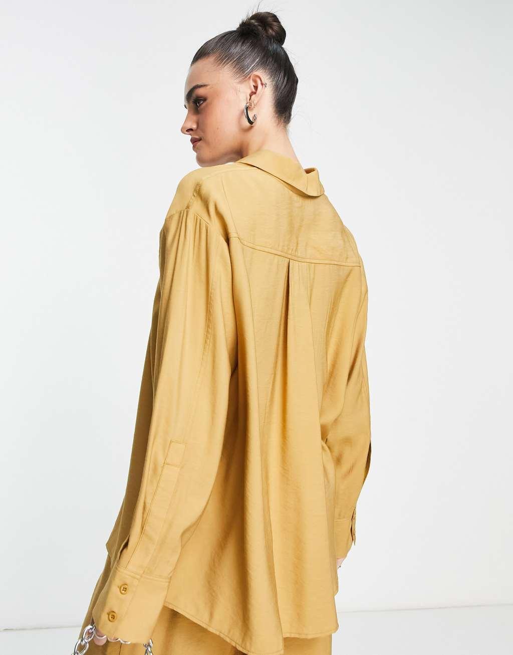 ASOS EDITION oversized slouchy shirt in caramel Product Image