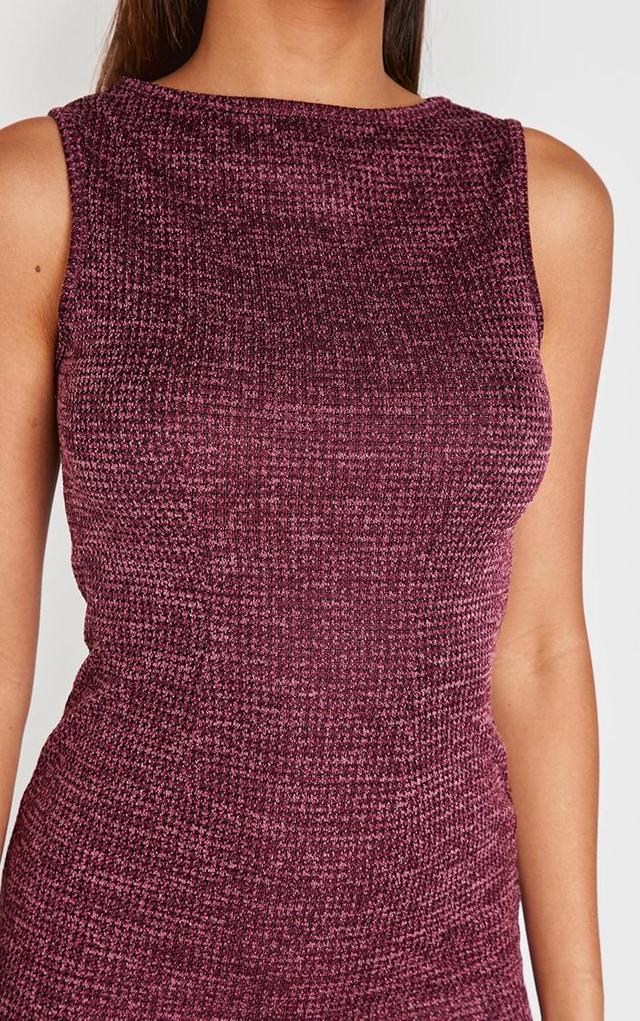 Burgundy Textured Sleeveless Bodycon Dress Product Image