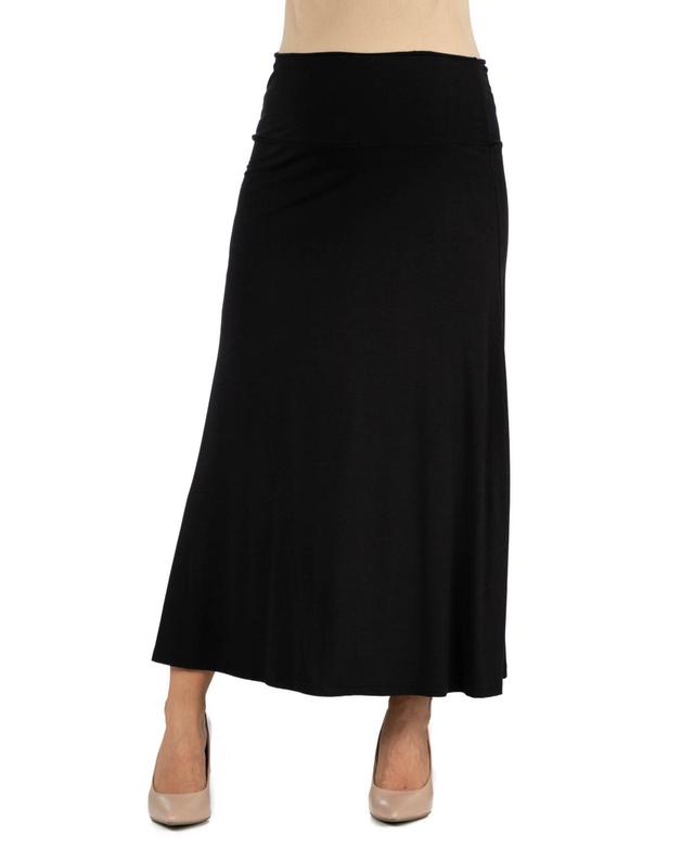 24seven Comfort Apparel Womens Elastic Waist Solid Color Maternity Maxi Skirt Product Image