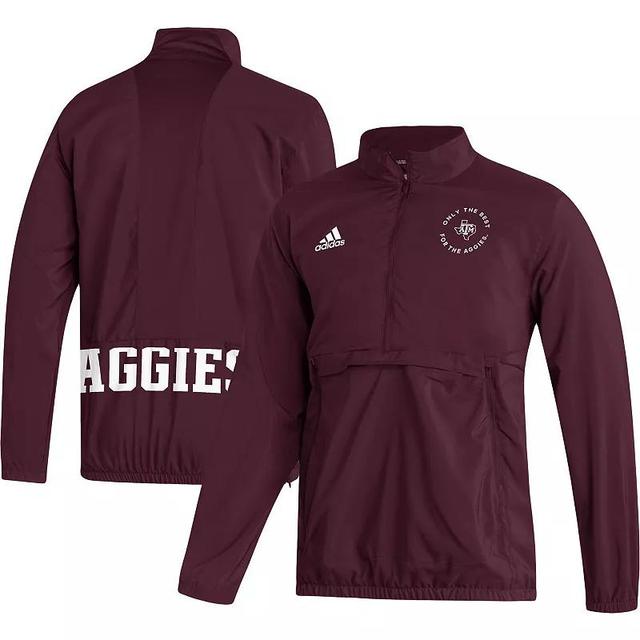 Mens adidas Maroon Texas A&M Aggies AEROREADY Half-Zip Jacket Product Image