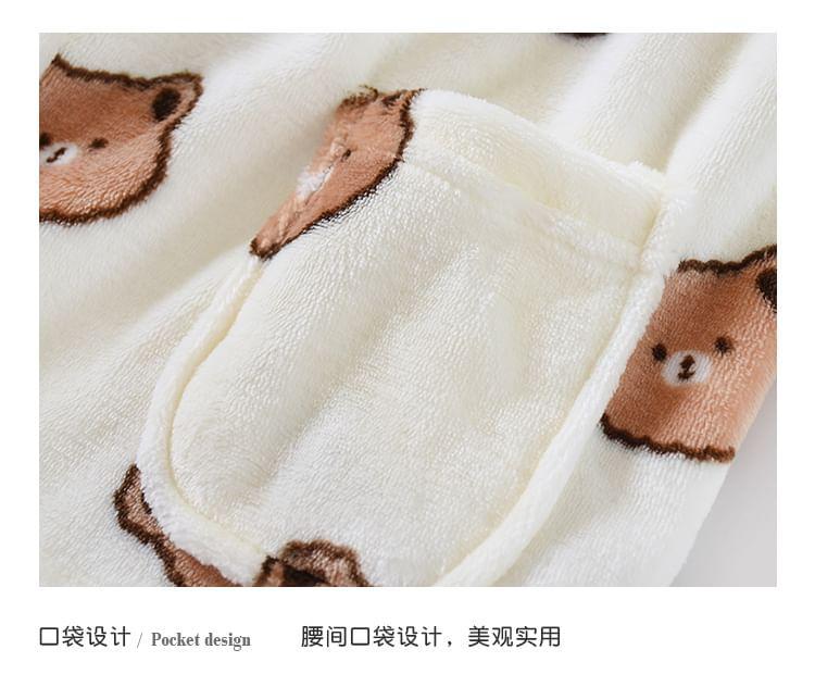 Couple Matching Bear Fleece Pajama Set Product Image