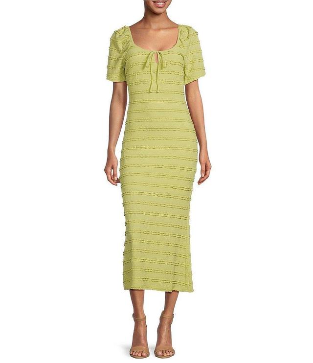 Adelyn Rae Stretch Texture Knit Scoop Neck Short Sleeve Midi Dress Product Image