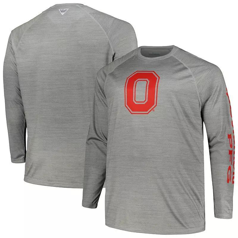 Mens Columbia Gray Ohio State Buckeyes Big & Tall Terminal Tackle Raglan Omni-Shade Long Sleeve T-Shirt Product Image