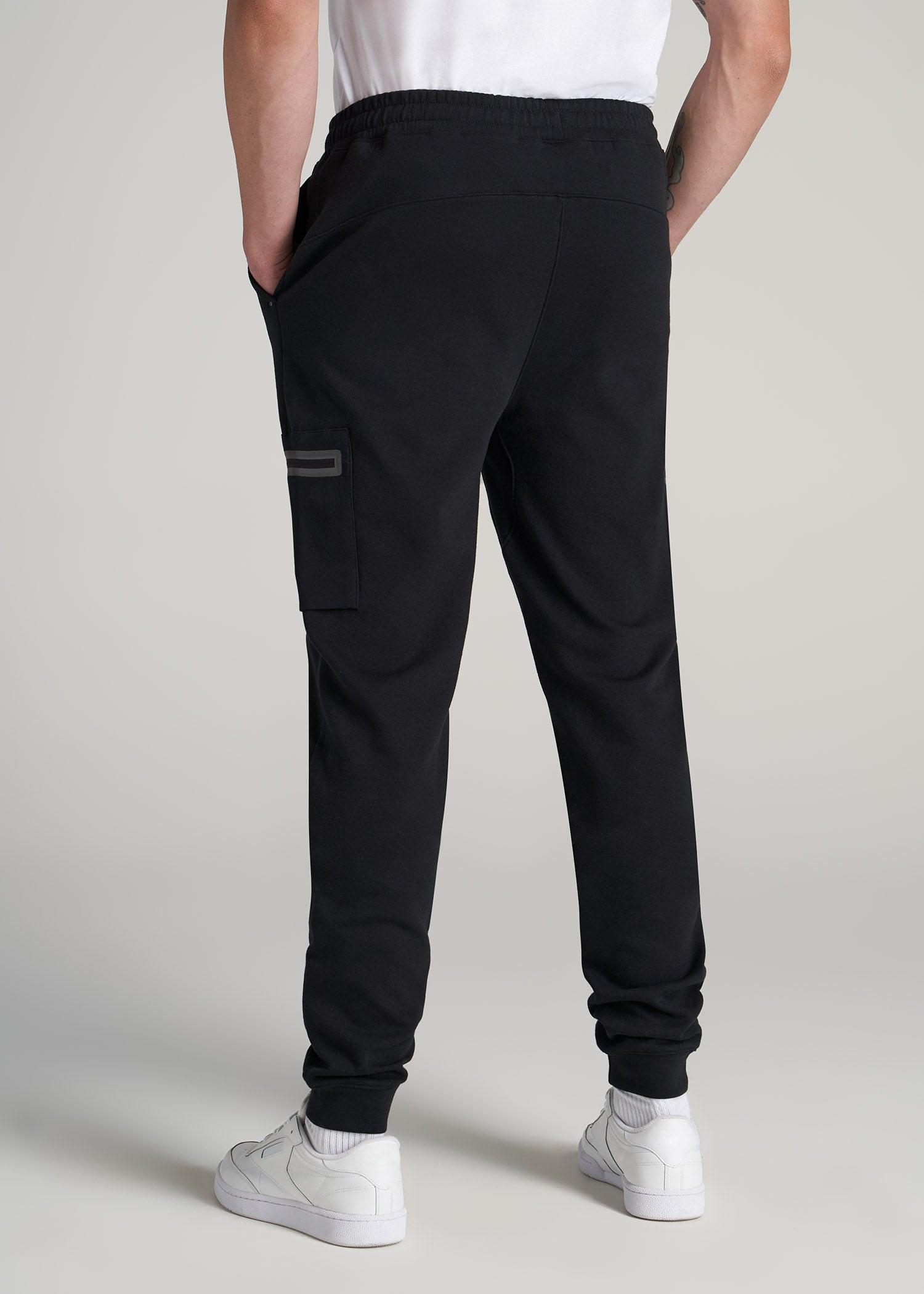 Utility Cargo Joggers for Tall Men in Black Product Image