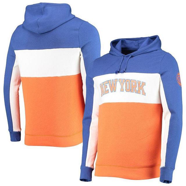 Mens Junk Food /White New York Knicks Wordmark Colorblock Fleece Pullover Hoodie Product Image