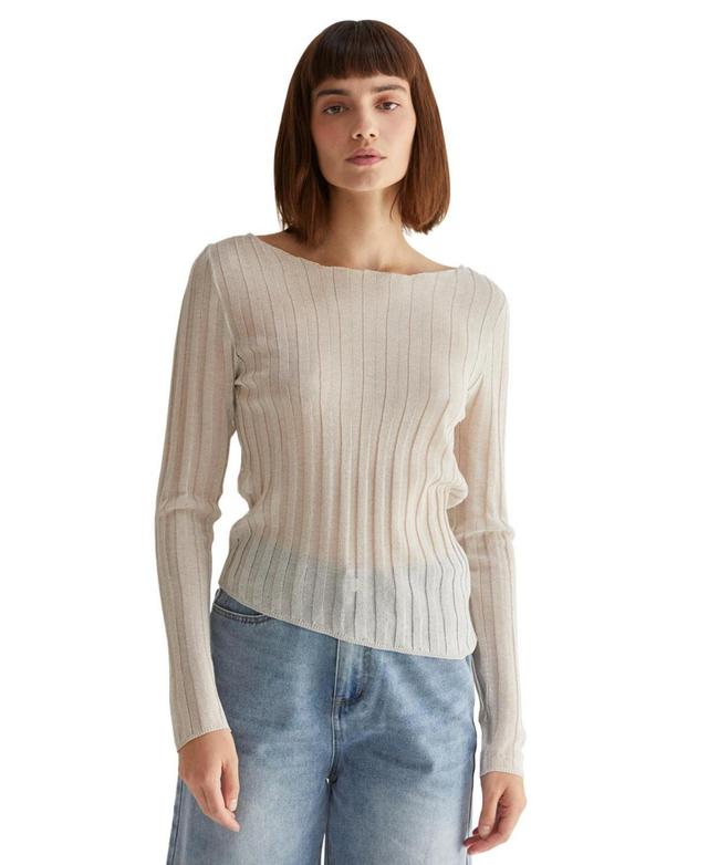 Crescent Womens Ellie Sheer Rib Sweater Top - Light Product Image