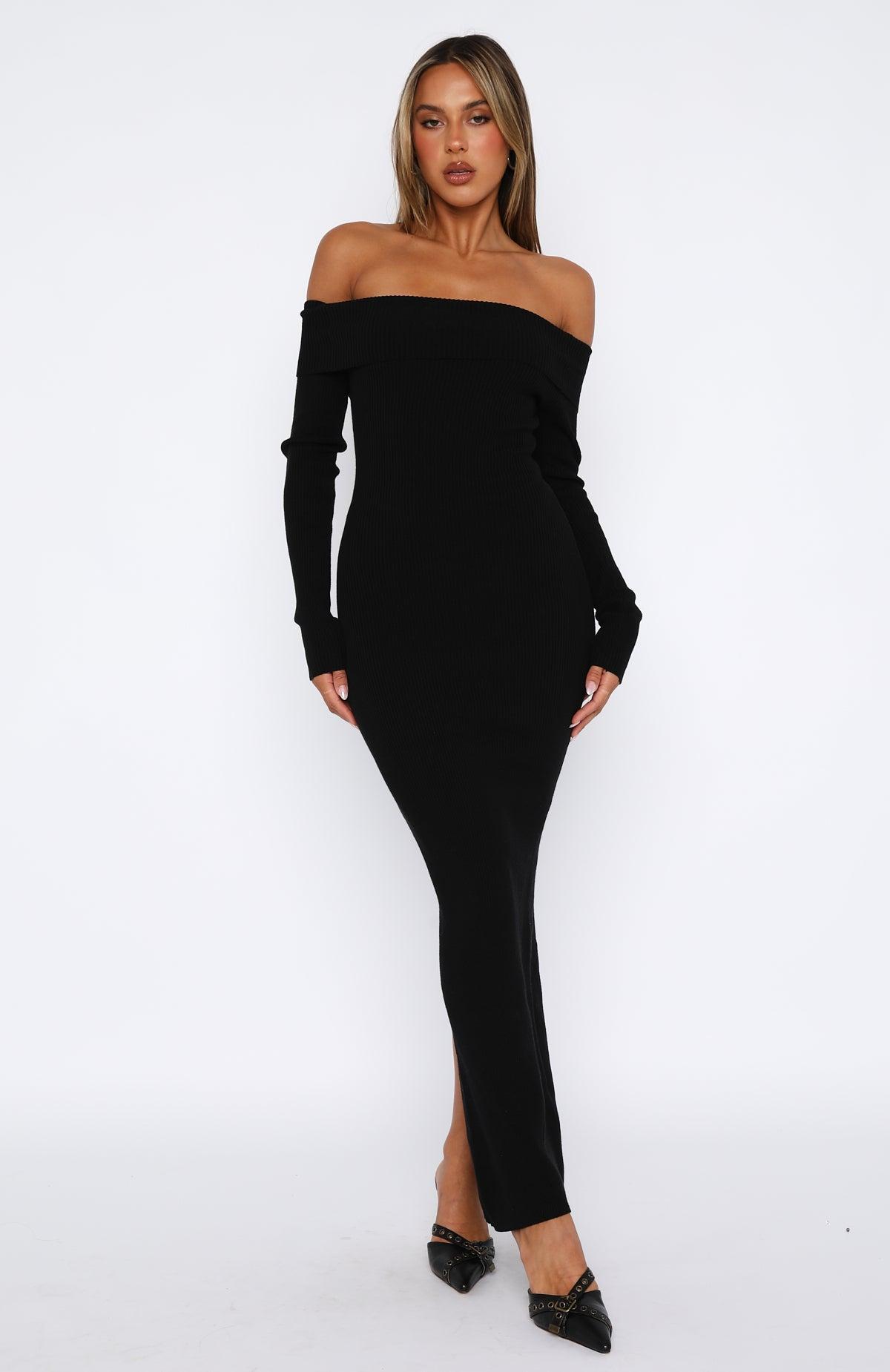 Don't Call Me Anymore Long Sleeve Maxi Dress Black Product Image