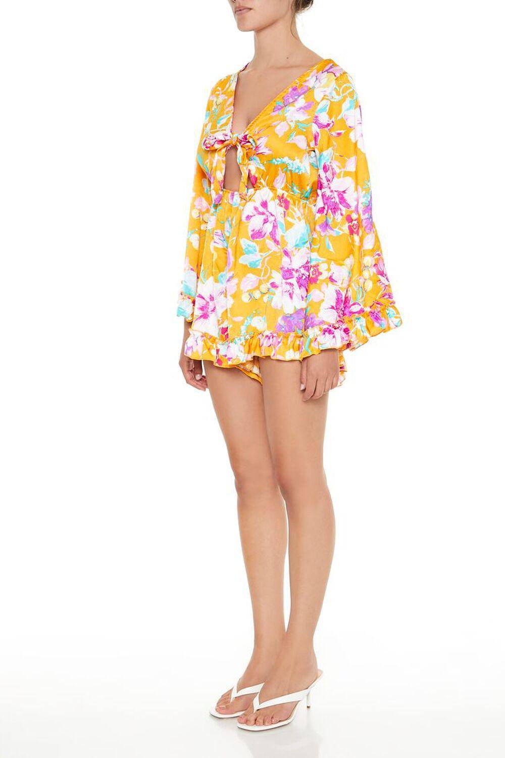 Floral Cutout Tie-Front Romper | Forever 21 Product Image