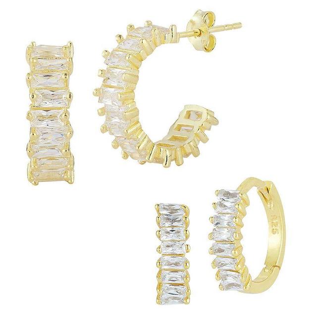 Sunkissed Sterling Cubic Zirconia Huggie Hoop Earring Set, Womens, Gold Tone Product Image