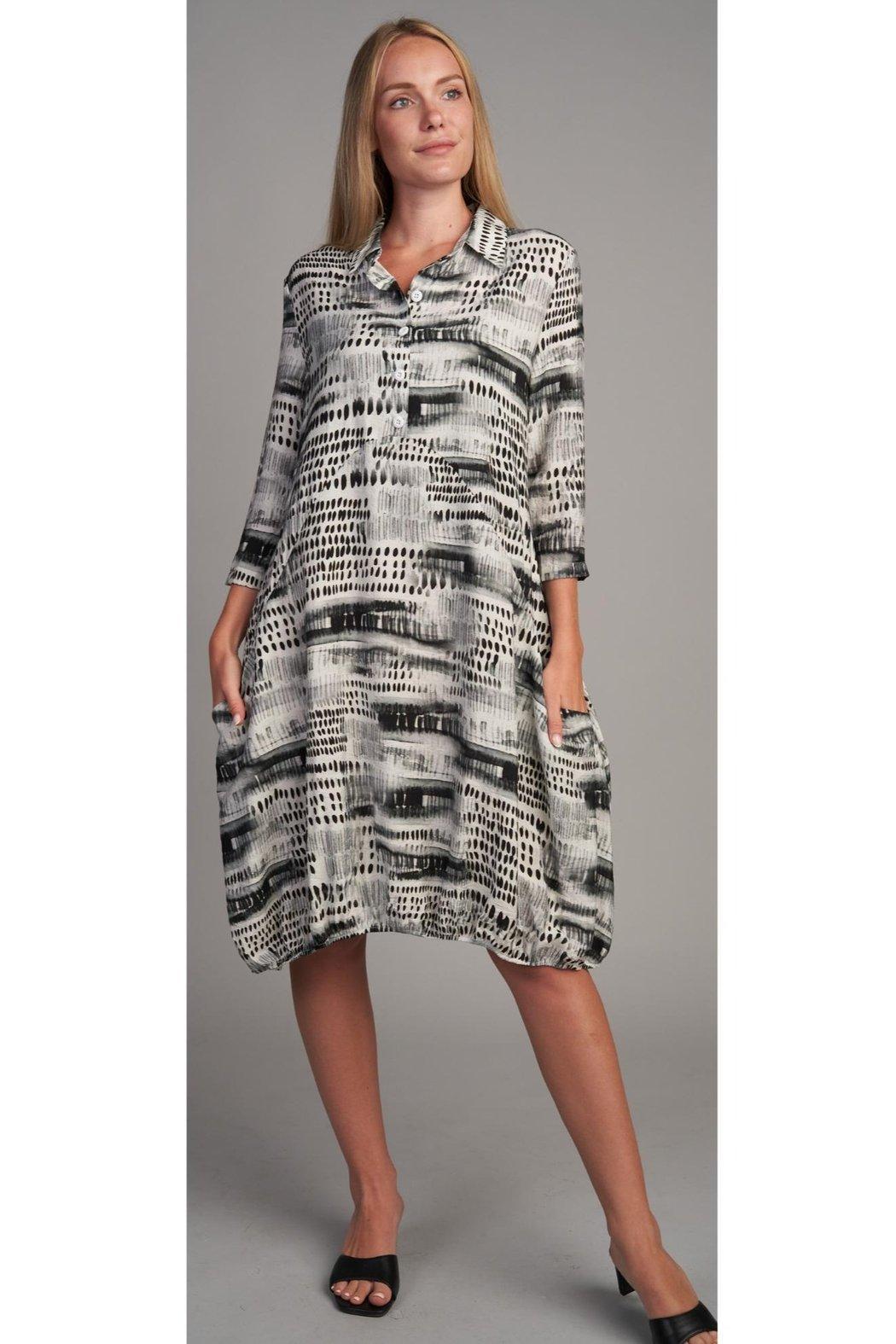 Black & White Shibori Dress Female Product Image