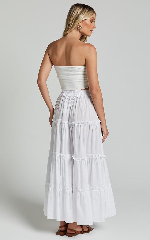 Aeonium Maxi Skirt - Cotton Elasticated Waist Tiered Skirt in Off White Product Image