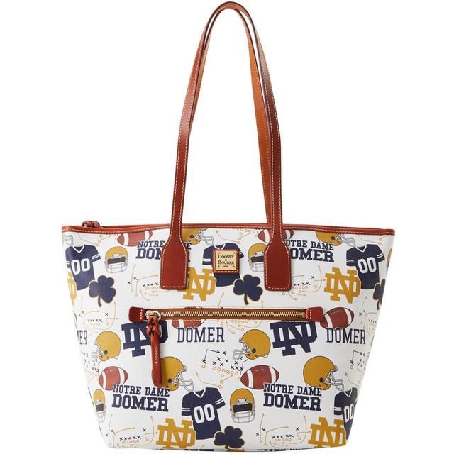 Dooney & Bourke Womens Collegiate University of Notre Dame Coated Cotton Tote Shopping Bag in White Multi Product Image