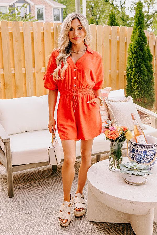 Colorful Coastline Romper in Tangerine Product Image