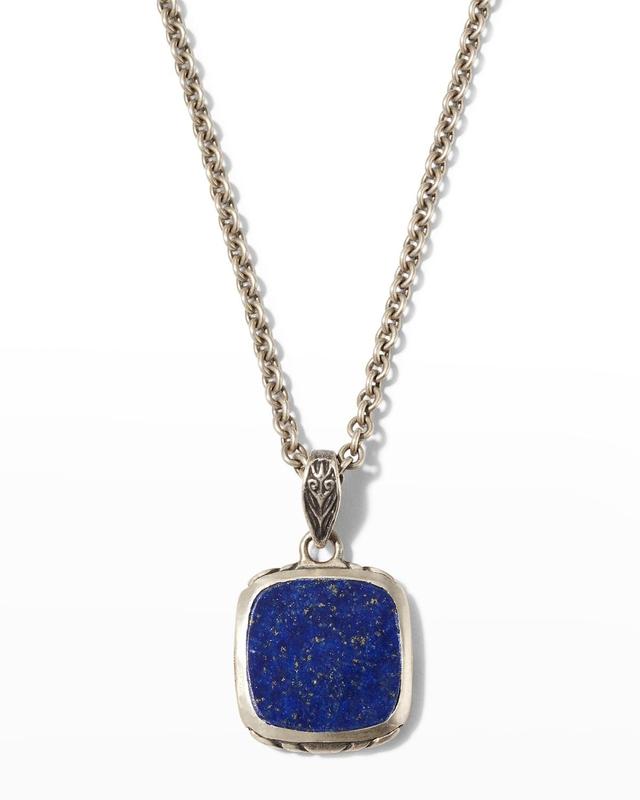 John Varvatos Mens Sterling Silver Artisan Lapis Lazuli Pendant Necklace, 24 Product Image