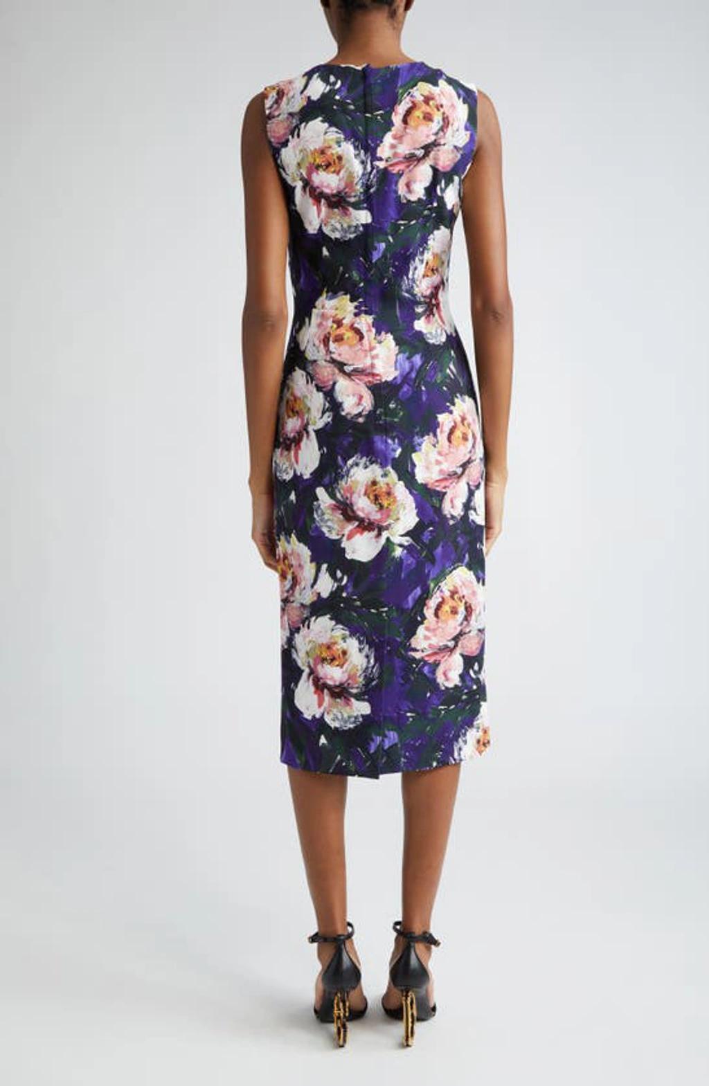 Floral Cady Midi Dress In Blue Product Image