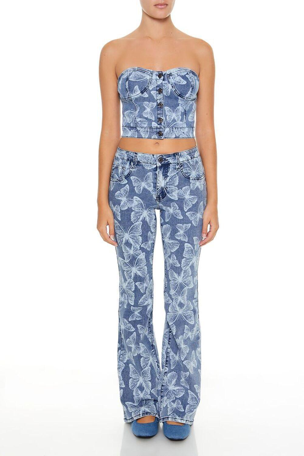 Butterfly Print Flare Jeans | Forever 21 Product Image