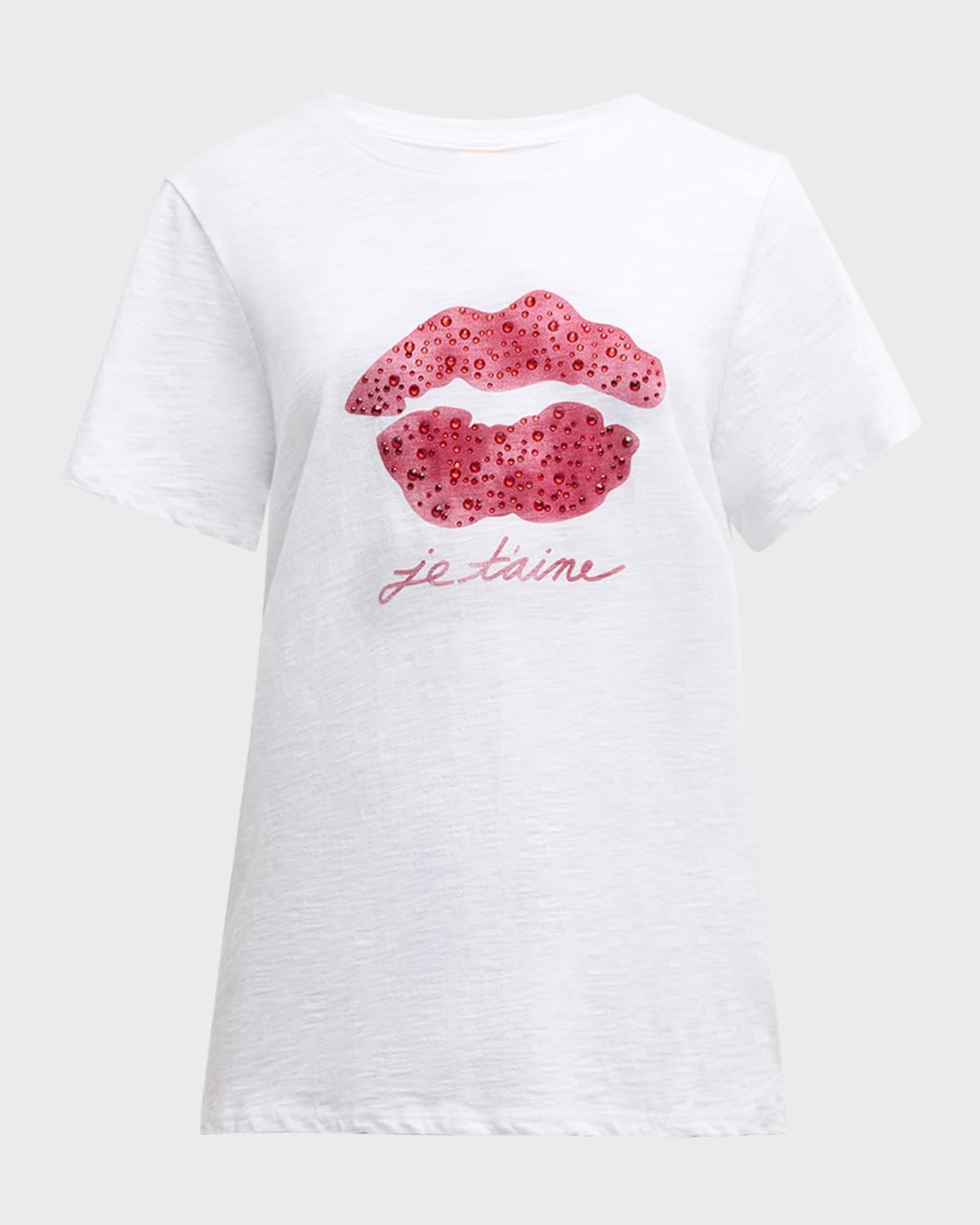 Cinq A Sept Kisses Je Taime Tee In White/red Product Image