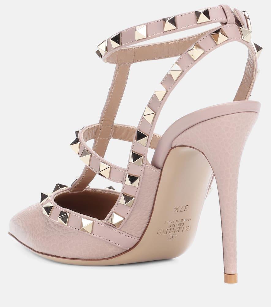 Valentino Rockstud Caged 100 Leather Pump In Pink Product Image