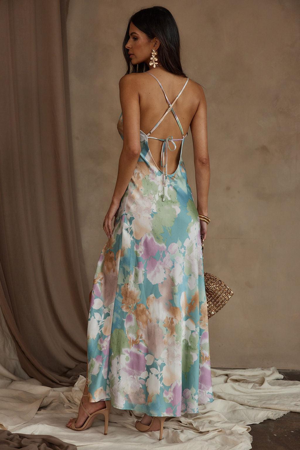 Natalia Pastel Floral Printed Maxi Dress Product Image