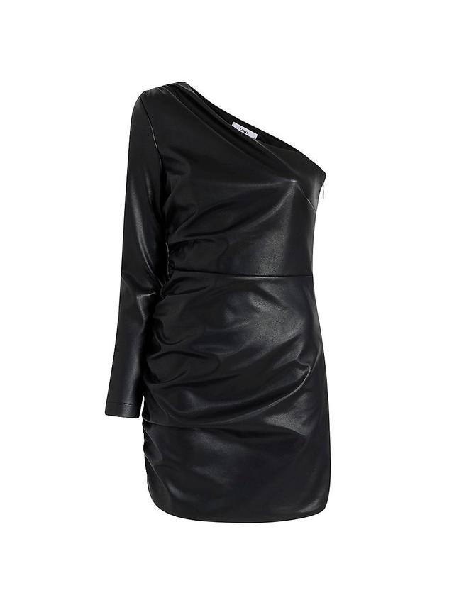 LIKELY Serena One-Shoulder Single Long Sleeve Faux Leather Minidress Product Image