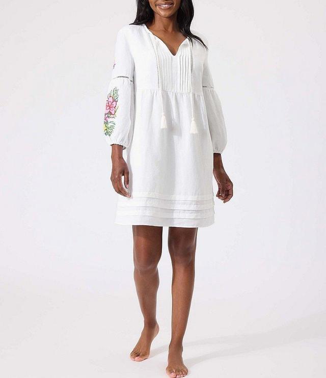 Tommy Bahama Island Cays St. Lucia Floral Embroidery Split V-Neck Swim Cover-Up Dress Product Image