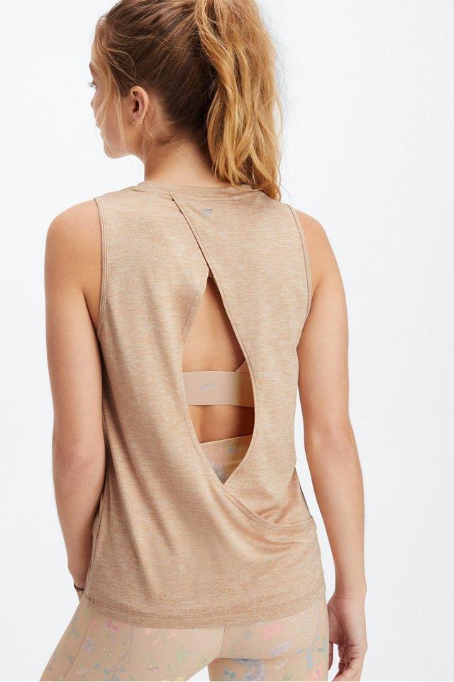 Fabletics Blake Open Back Tank Womens Desert Heather Size S Product Image