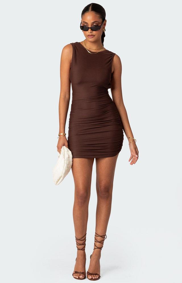 Edikted Women's Mikey Ruched Open Back Mini Dress Product Image