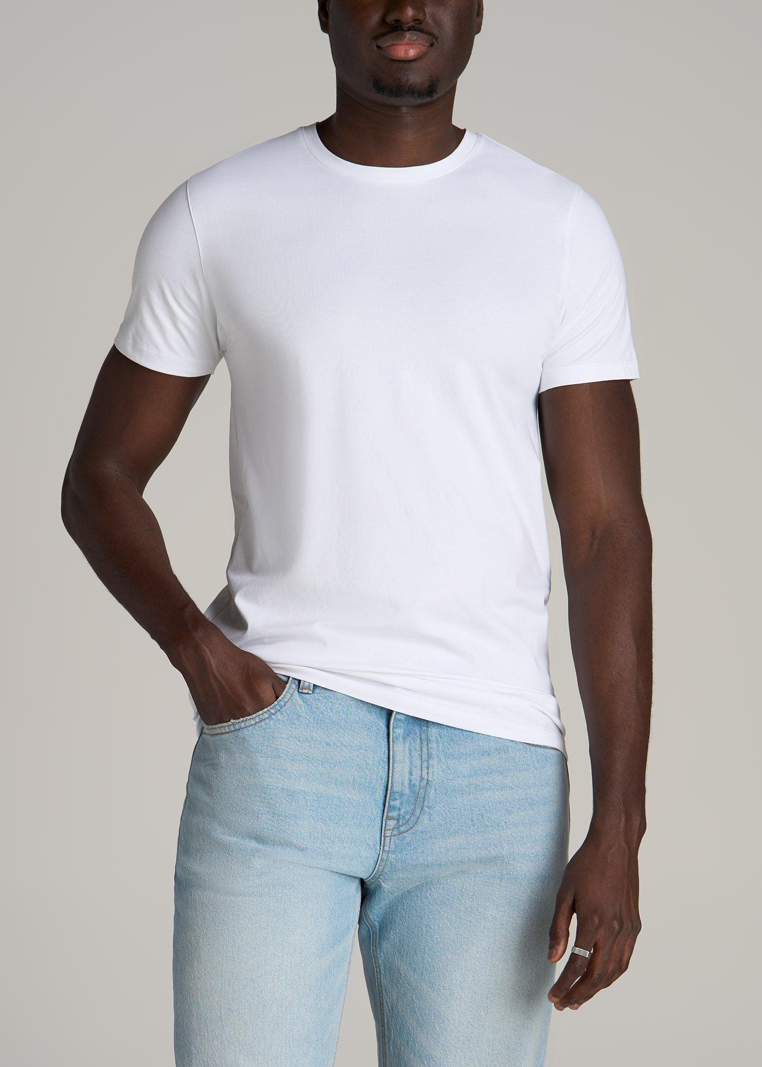 The Essential MODERN-FIT Crewneck Tee for Tall Men in White Product Image