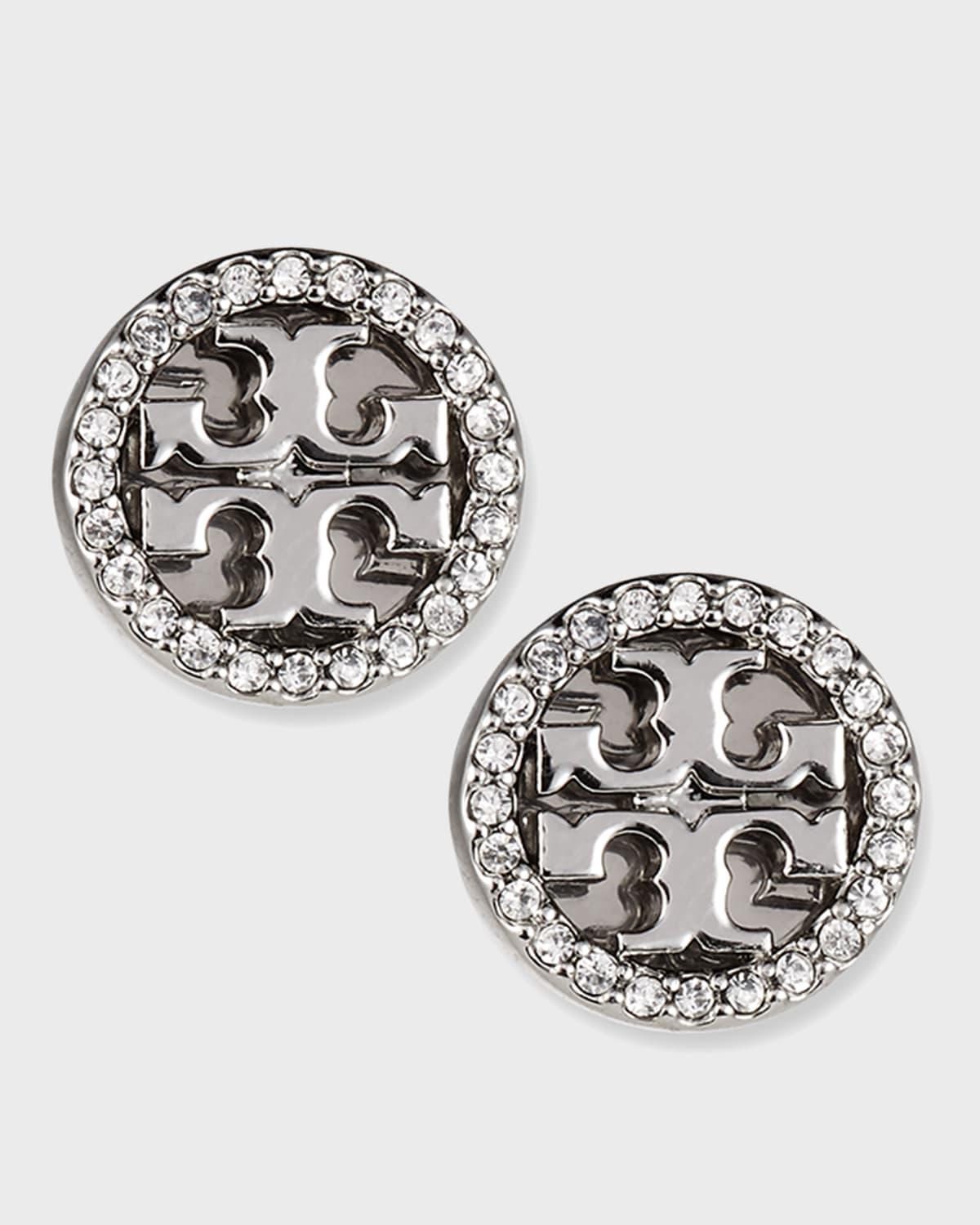 Tory Burch Crystal Logo Circle Stud Earrings Product Image