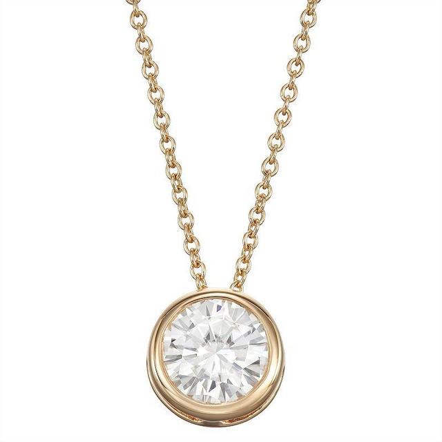 14k Gold 1/2 Carat T.W. Lab-Created Moissanite Bezel Solitaire Pendant Necklace, Womens, White Product Image