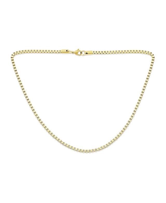 Bling Jewelry Mens Yellow Gold Plated Stainless Steel Masculine Thin Box Chain Necklace 20 Inch 3mm Product Image