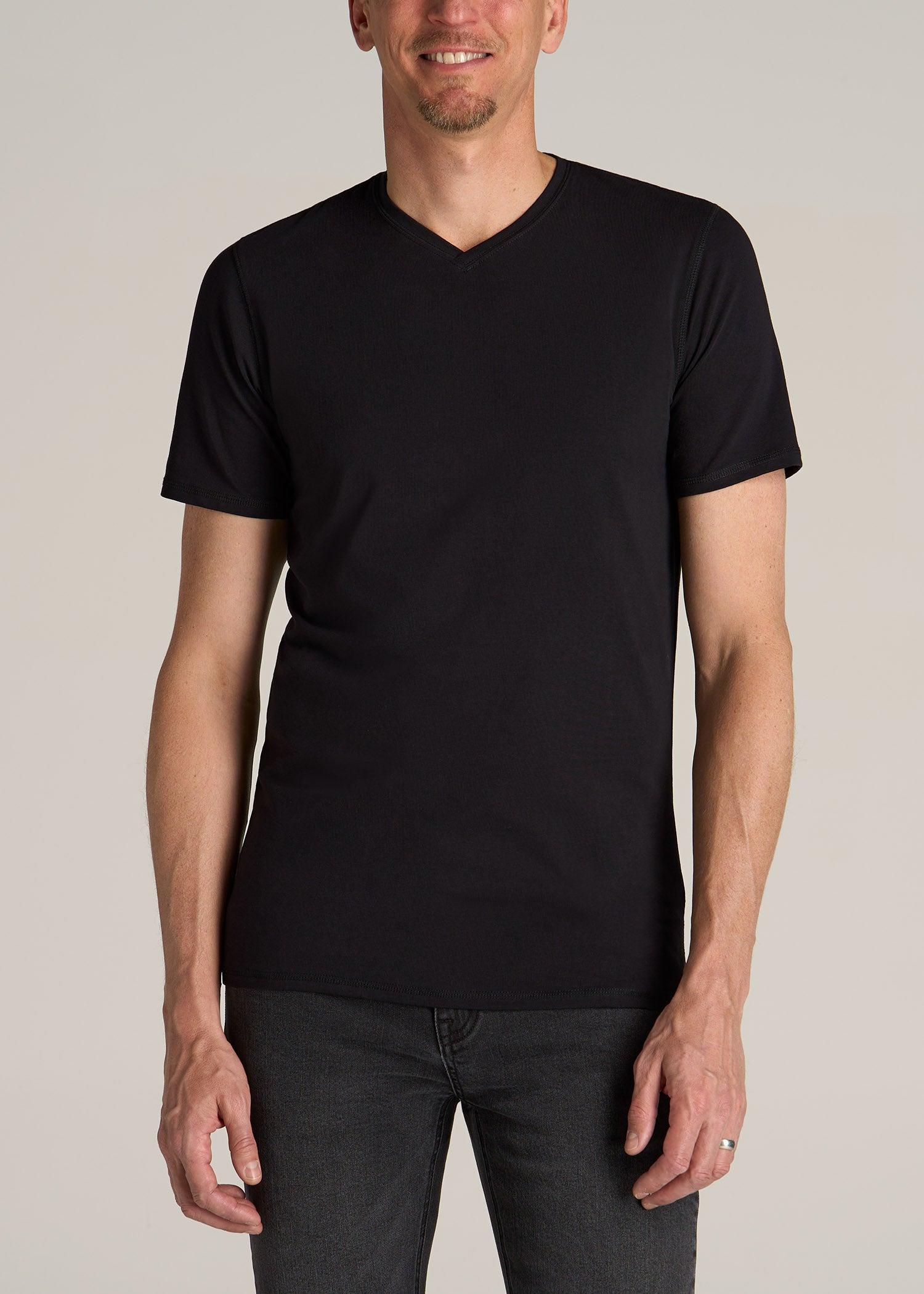 The Essential REGULAR-FIT V-Neck Men's Tall Tees in Black Male Product Image